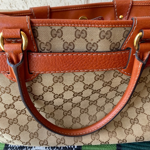 Gucci Orange GG Canvas Running Tote Bag Purse Med - Picture 3 of 16